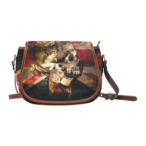 Grunge Skull and British Flag Saddle Bag/Large (Model 1649)