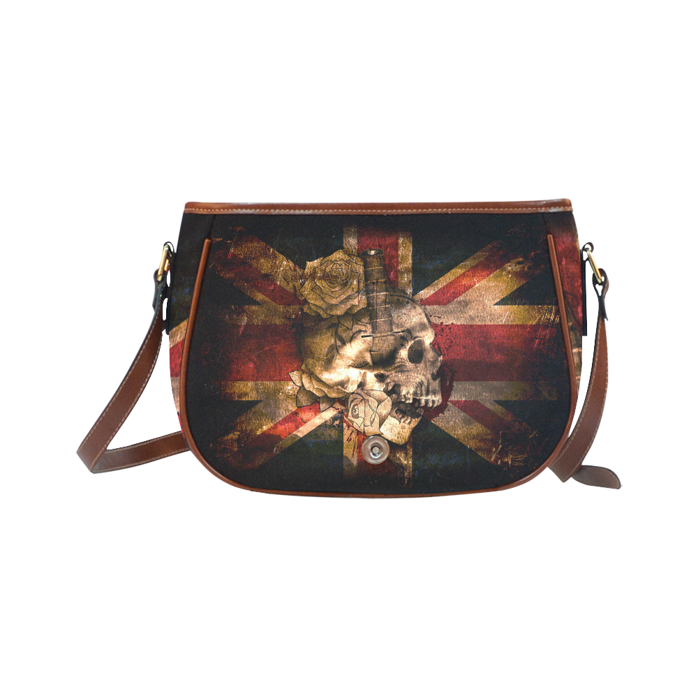Grunge Skull and British Flag Saddle Bag/Large (Model 1649)