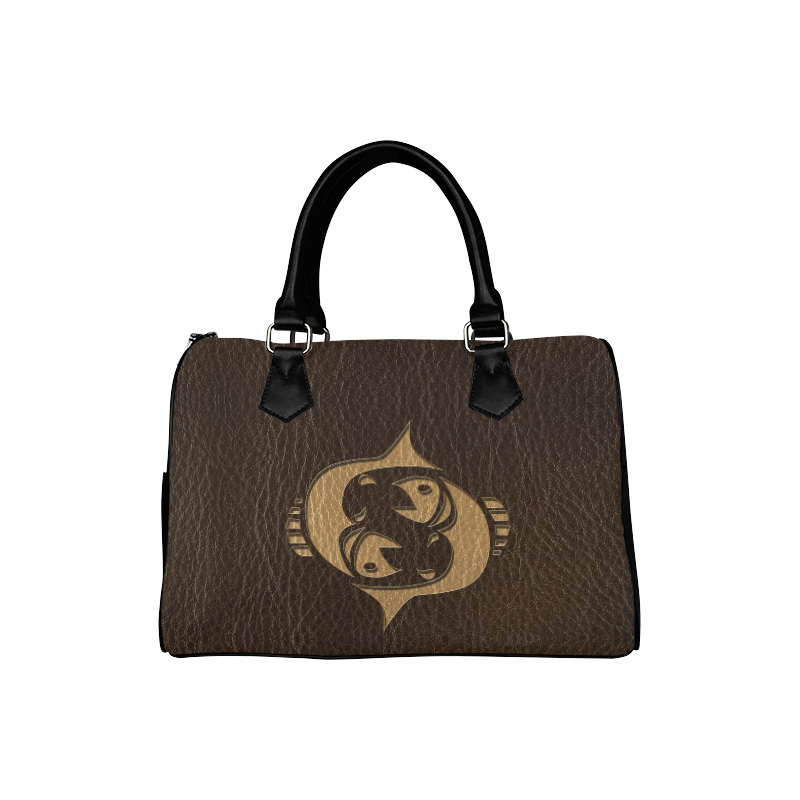 Leather-Look Zodiac Pisces Boston Handbag (Model 1621)