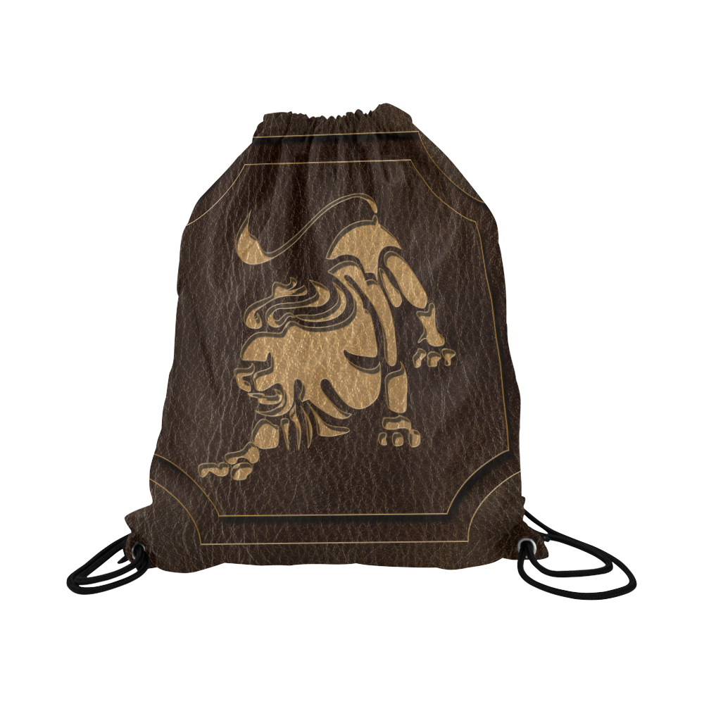 Leather-Look Zodiac Leo Large Drawstring Bag Model 1604 (Twin Sides)  16.5"(W) * 19.3"(H)