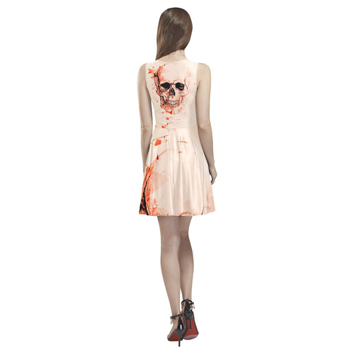 Skull Boom by Popart Lover Thea Sleeveless Skater Dress(Model D19)