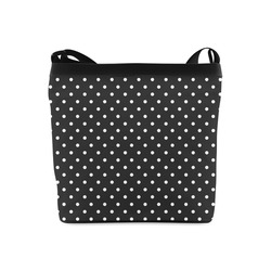 Black and White Polka Dots, White Dots on Black Crossbody Bags (Model 1613)