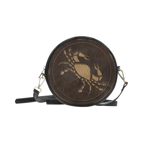 Leather-Look Zodiac Cancer Round Sling Bag (Model 1647)
