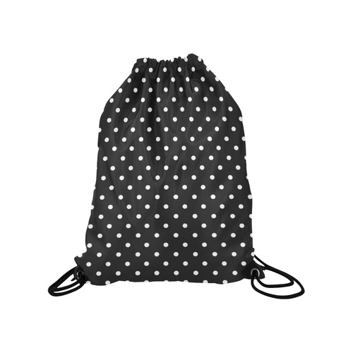 Black and White Polka Dots, White Dots on Black Medium Drawstring Bag Model 1604 (Twin Sides) 13.8"(W) * 18.1"(H)