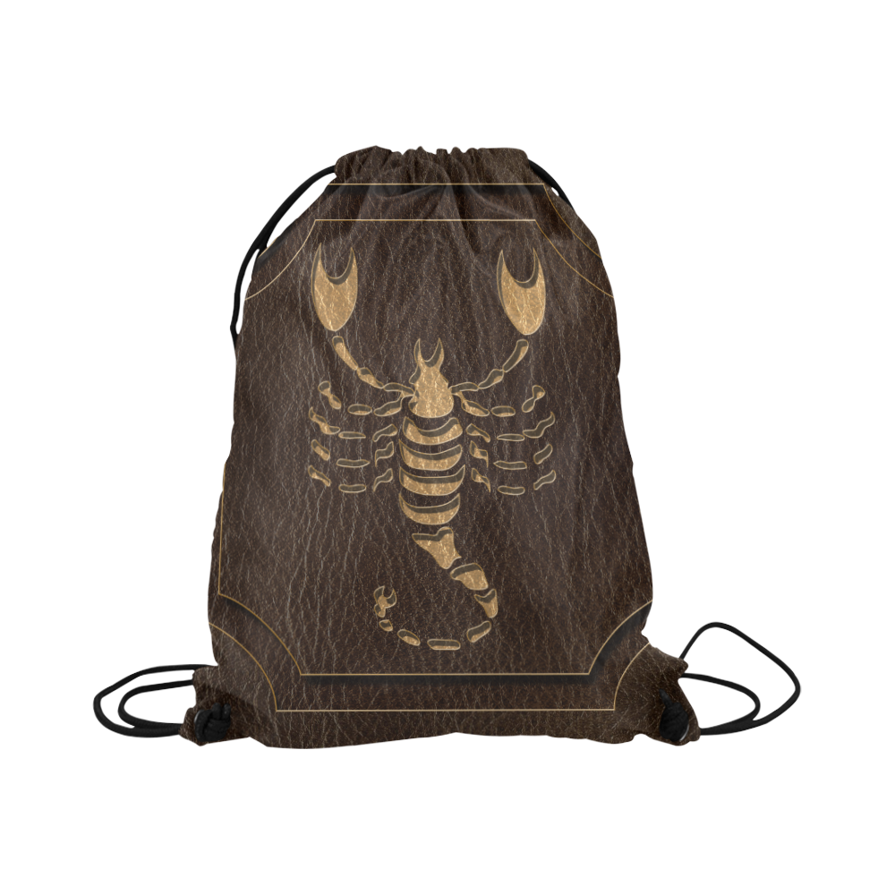 Leather-Look Zodiac Scorpio Large Drawstring Bag Model 1604 (Twin Sides)  16.5"(W) * 19.3"(H)