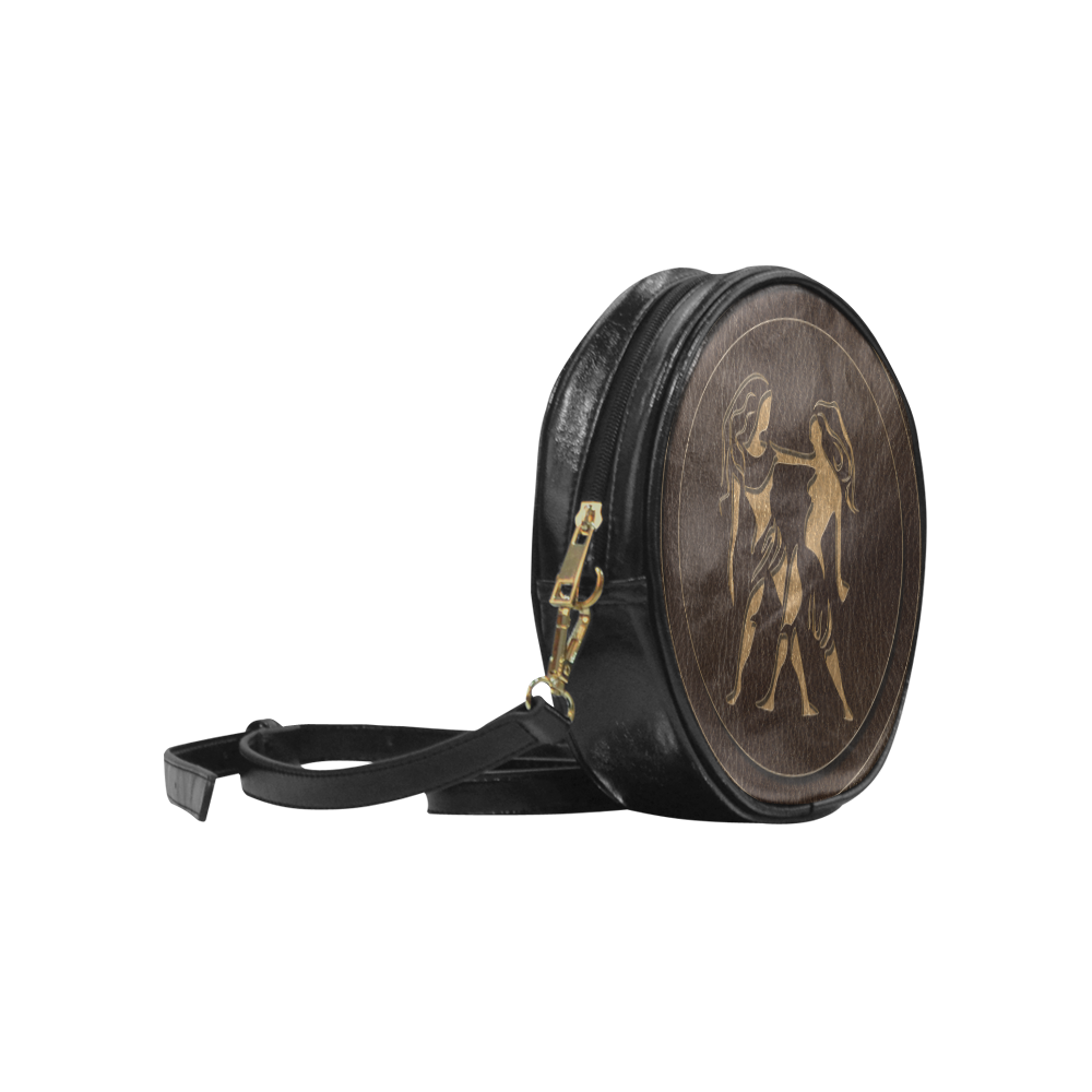 Leather-Look Zodiac Gemini Round Sling Bag (Model 1647)