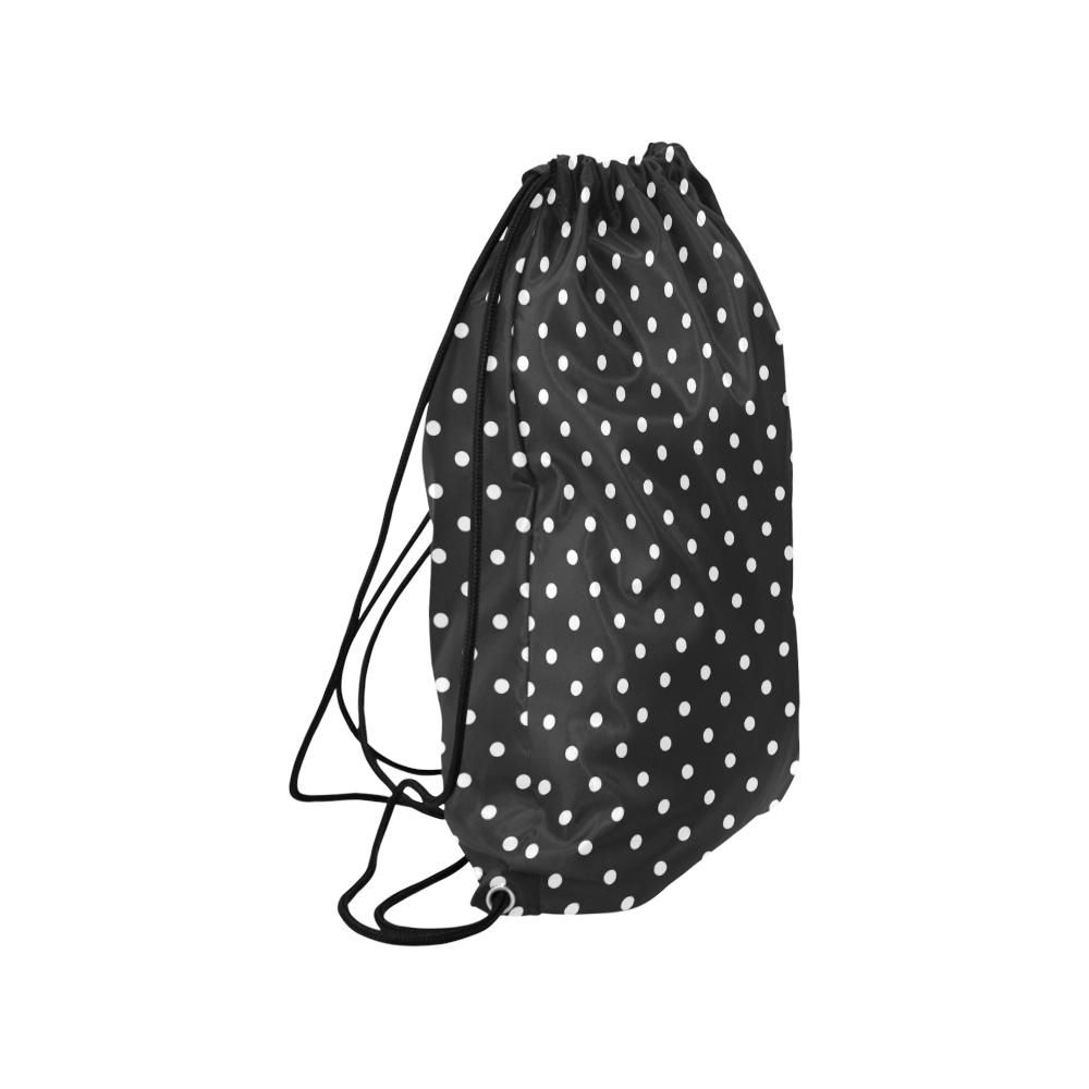 Black and White Polka Dots, White Dots on Black Medium Drawstring Bag Model 1604 (Twin Sides) 13.8"(W) * 18.1"(H)