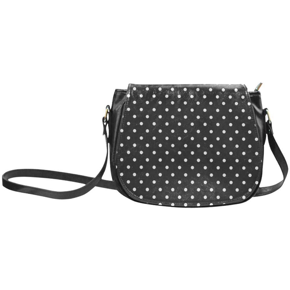 Black and White Polka Dots, White Dots on Black Classic Saddle Bag/Small (Model 1648)