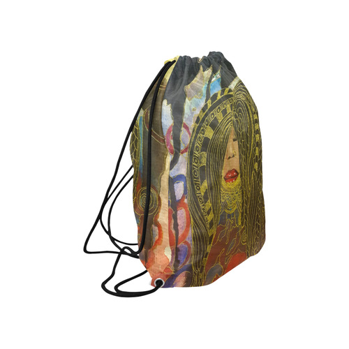 Abstract Lady 1 Large Drawstring Bag Model 1604 (Twin Sides)  16.5"(W) * 19.3"(H)