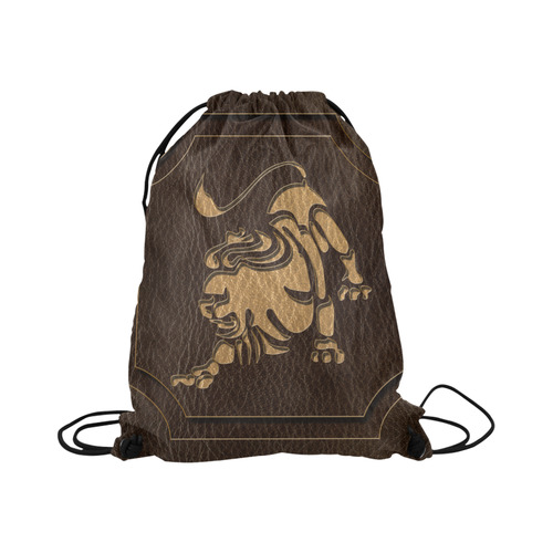 Leather-Look Zodiac Leo Large Drawstring Bag Model 1604 (Twin Sides)  16.5"(W) * 19.3"(H)