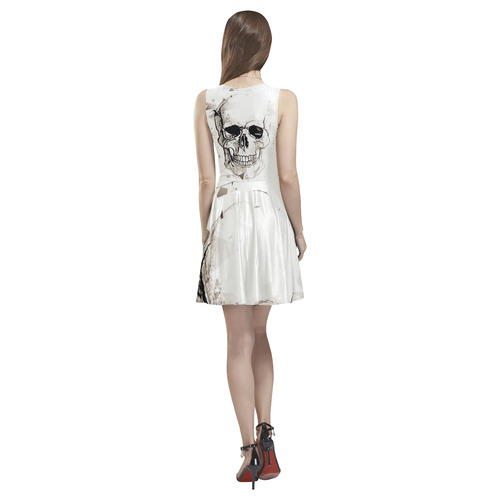 Skull Skizze by Popart Lover Thea Sleeveless Skater Dress(Model D19)