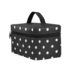 Black and White Polka Dots, White Dots on Black Cosmetic Bag/Large (Model 1658)