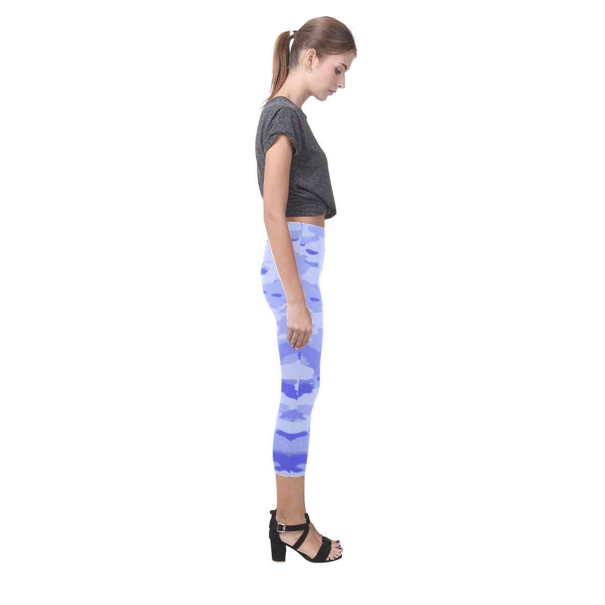 Blue Camo Capri Legging (Model L02)