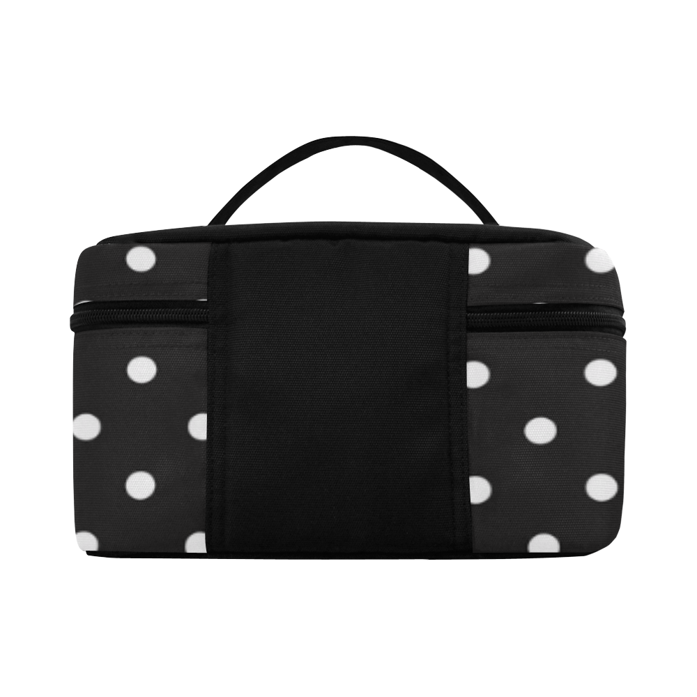 Black and White Polka Dots, White Dots on Black Cosmetic Bag/Large (Model 1658)