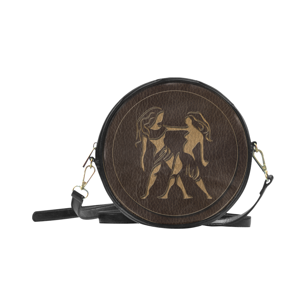Leather-Look Zodiac Gemini Round Sling Bag (Model 1647)