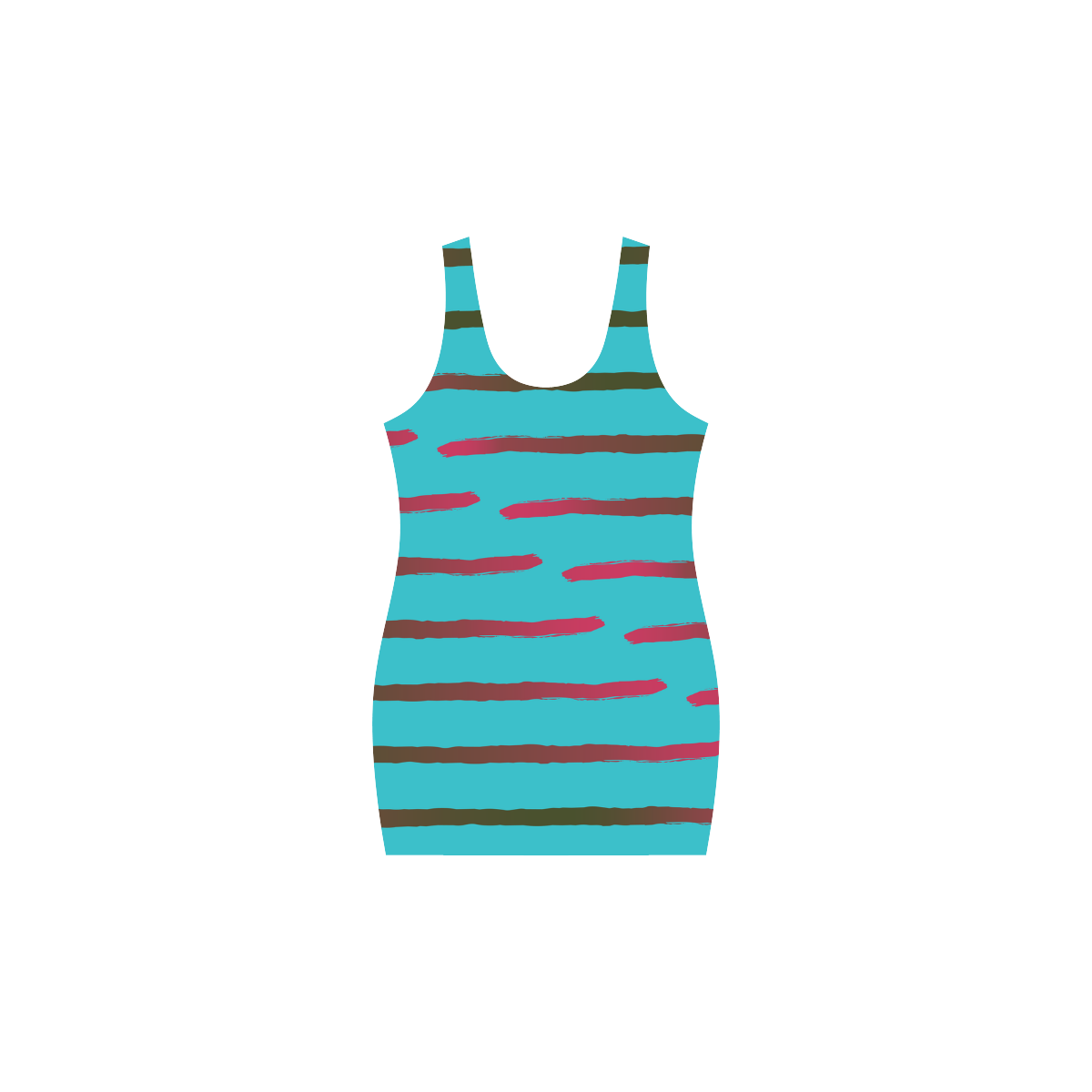 Horizontal Painted Lines Medea Vest Dress (Model D06)