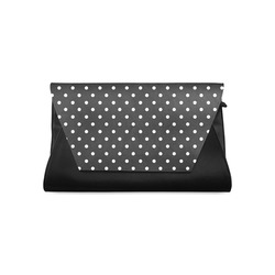 Black and White Polka Dots, White Dots on Black Clutch Bag (Model 1630)