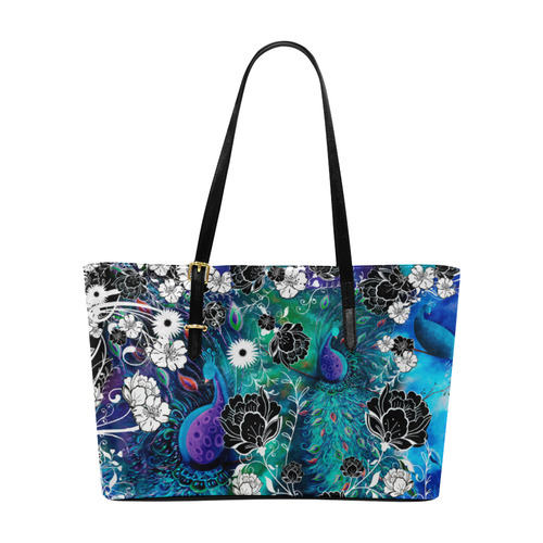 Peacock Colorful Garden Print Handbag by Juleez Euramerican Tote Bag/Large (Model 1656)