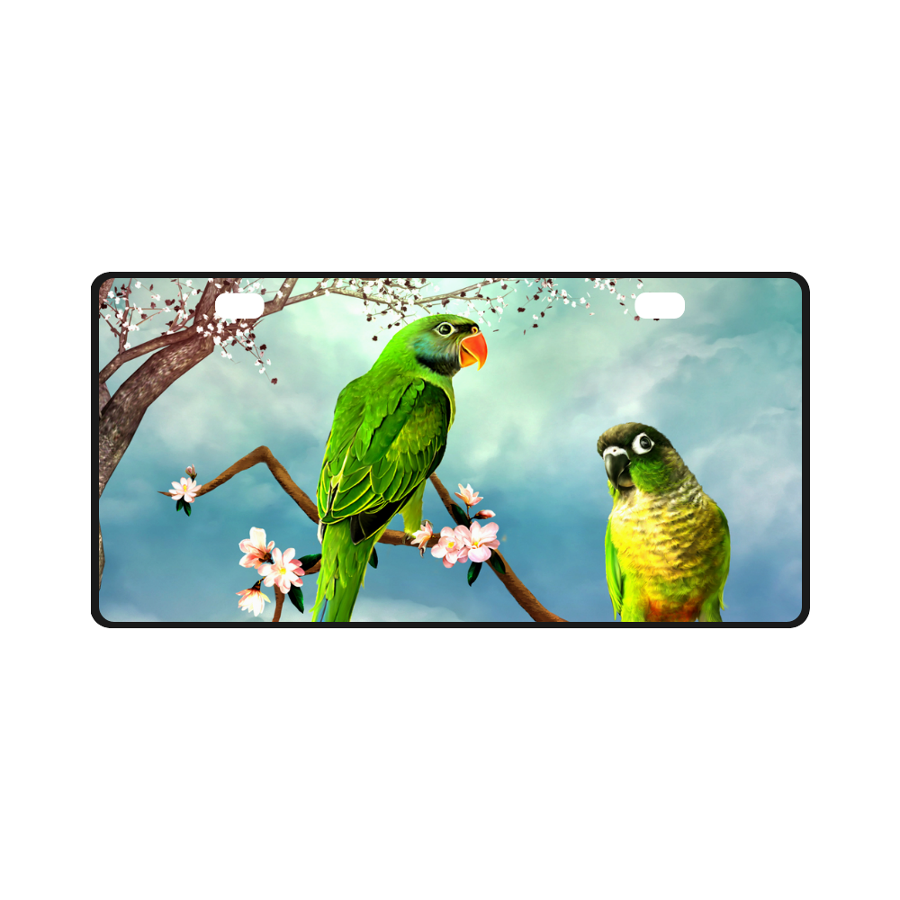 Funny cute parrots License Plate