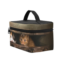Little cute kitten in an old wooden case Cosmetic Bag/Large (Model 1658)