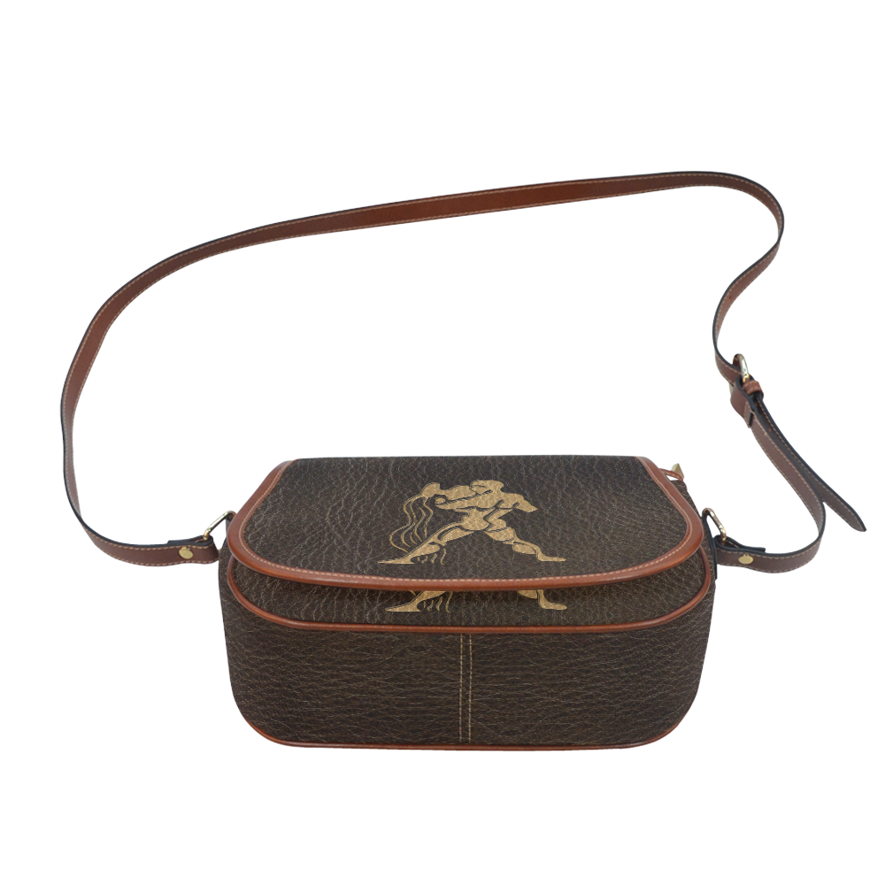 Leather-Look Zodiac Aquarius Saddle Bag/Large (Model 1649)