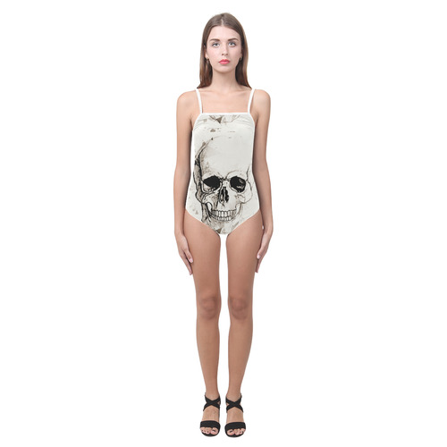 Skull Skizze by Popart Lover Strap Swimsuit ( Model S05)