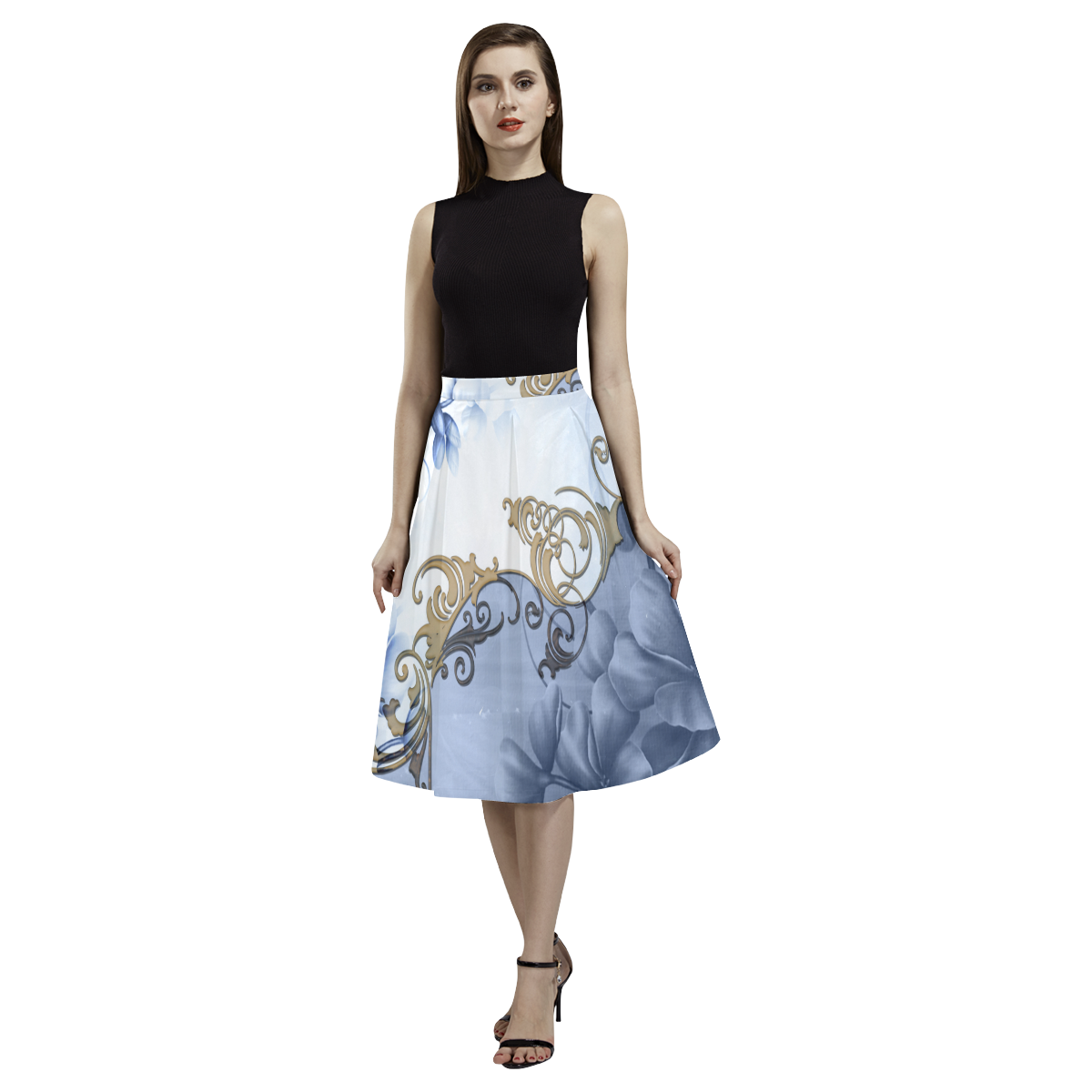 Wonderful floral design Aoede Crepe Skirt (Model D16)