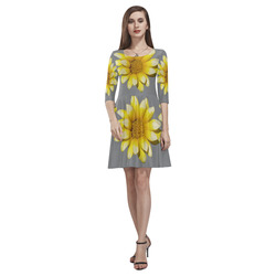 Yellow Flower, floral photography Tethys Half-Sleeve Skater Dress(Model D20)