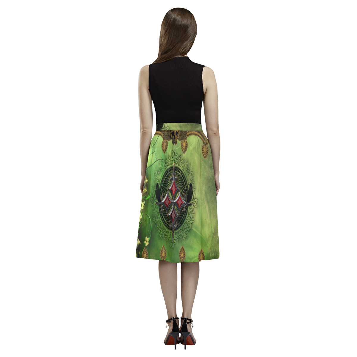 Wonderful gothic design with skull Aoede Crepe Skirt (Model D16)
