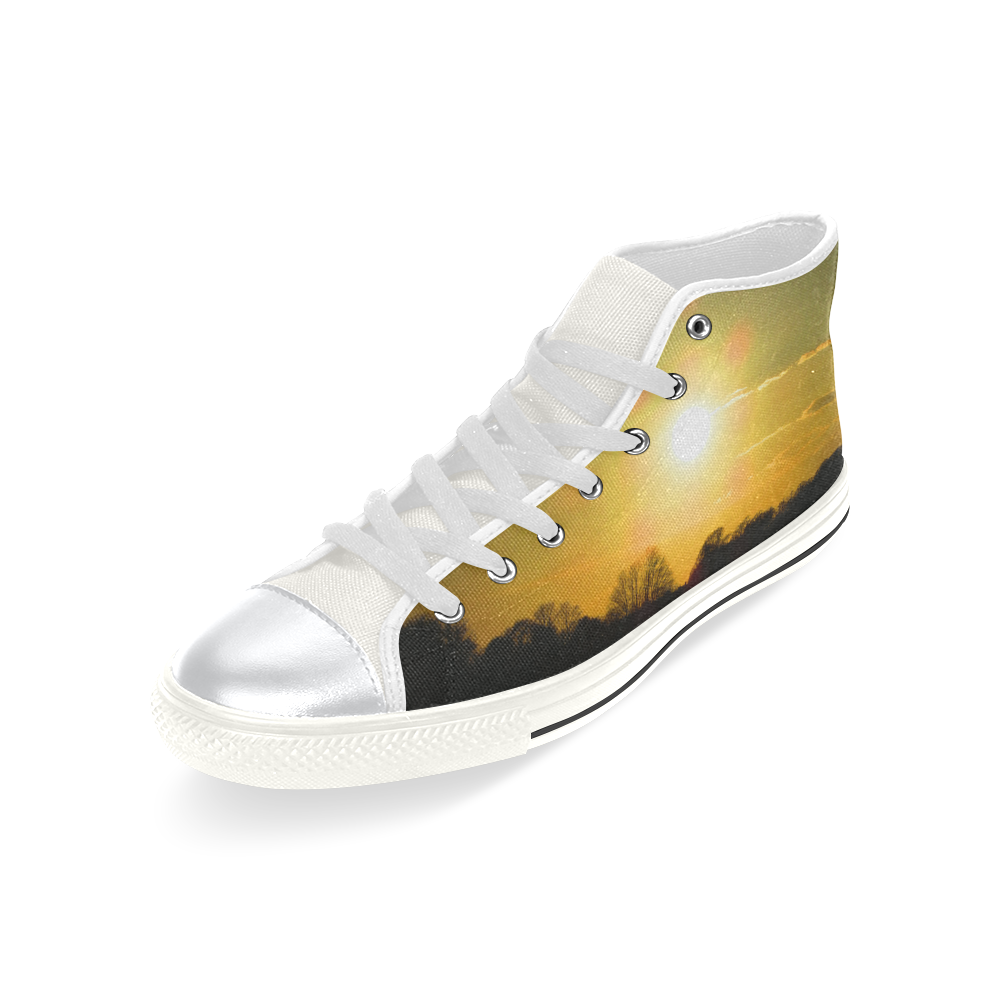 Golden sunset High Top Canvas Shoes for Kid (Model 017)