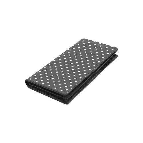 Black and White Polka Dots, White Dots on Black Women's Leather Wallet (Model 1611)