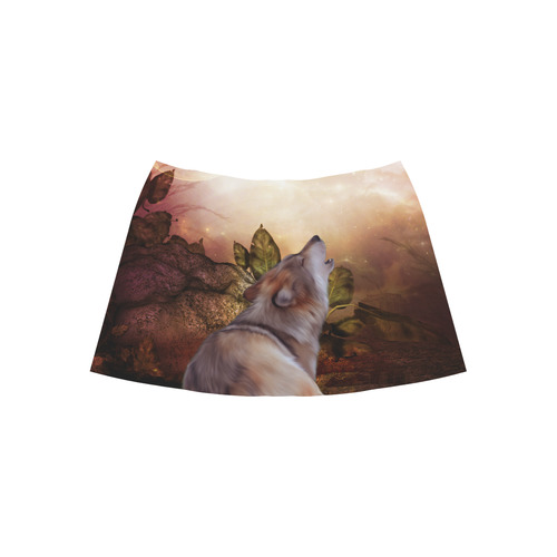 Beautiful wolf in the night Aoede Crepe Skirt (Model D16)