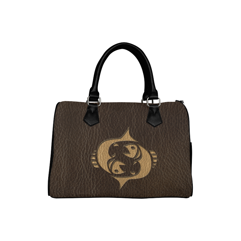 Leather-Look Zodiac Pisces Boston Handbag (Model 1621)