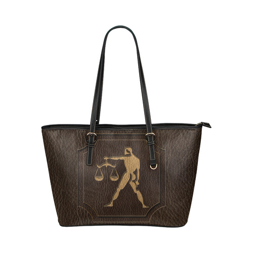 Leather-Look Zodiac Libra Leather Tote Bag/Large (Model 1651)