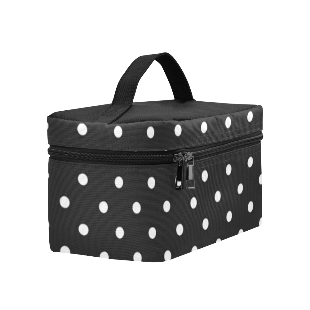 Black and White Polka Dots, White Dots on Black Cosmetic Bag/Large (Model 1658)