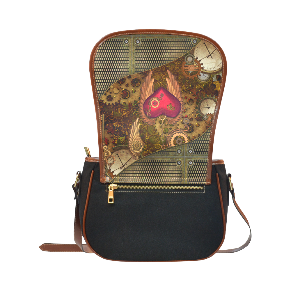 Steampunk, heart with wings Saddle Bag/Small (Model 1649)(Flap Customization)