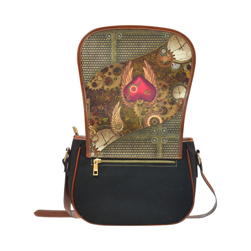 Steampunk, heart with wings Saddle Bag/Small (Model 1649)(Flap Customization)