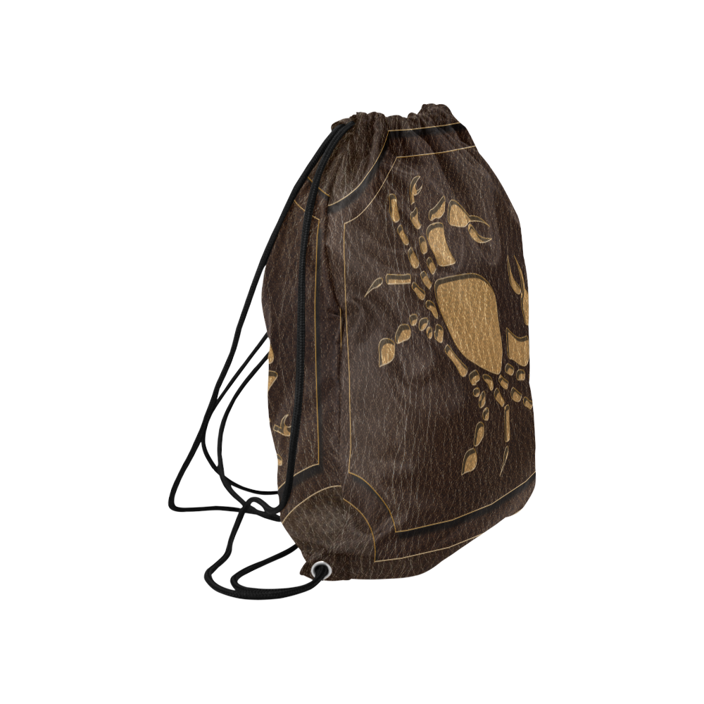 Leather-Look Zodiac Cancer Large Drawstring Bag Model 1604 (Twin Sides)  16.5"(W) * 19.3"(H)