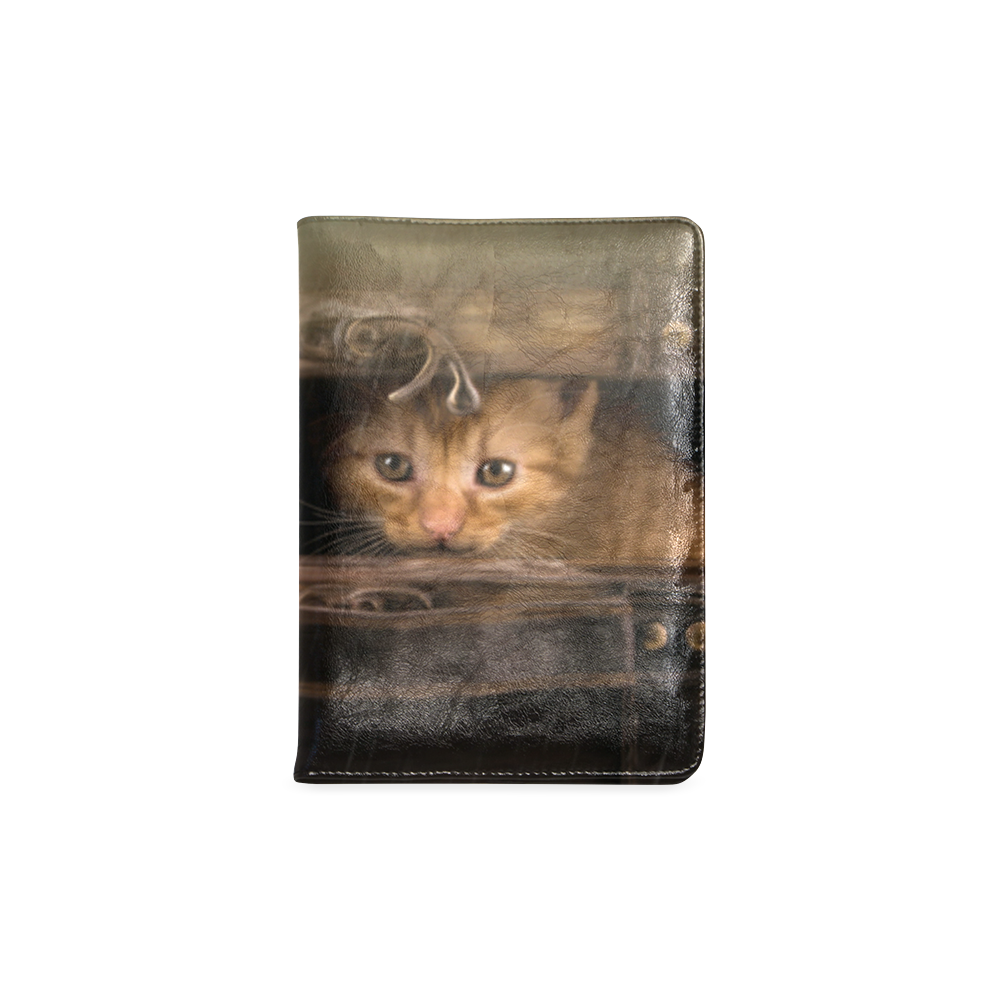 Little cute kitten in an old wooden case Custom NoteBook A5