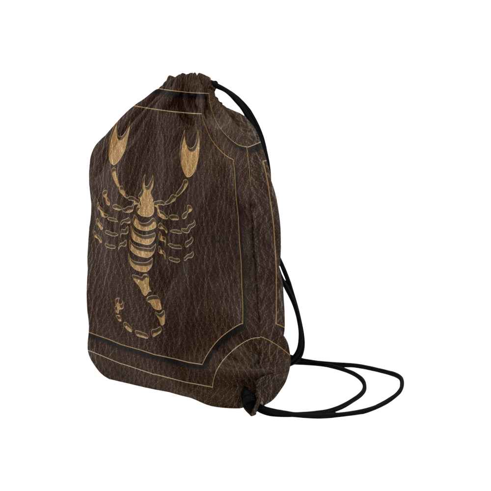 Leather-Look Zodiac Scorpio Large Drawstring Bag Model 1604 (Twin Sides)  16.5"(W) * 19.3"(H)