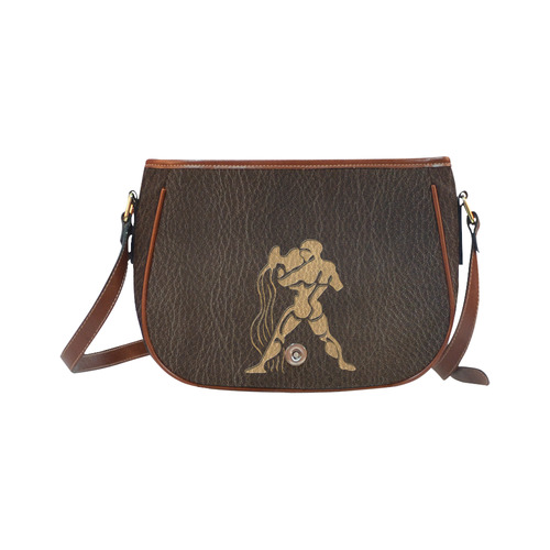 Leather-Look Zodiac Aquarius Saddle Bag/Large (Model 1649)