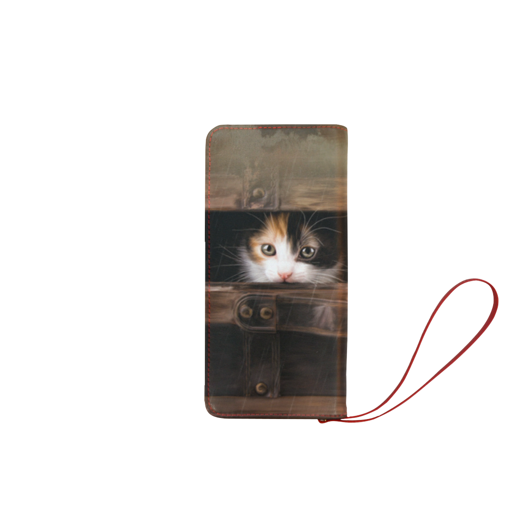 Little cute kitten in an old wooden case Women's Clutch Wallet (Model 1637)