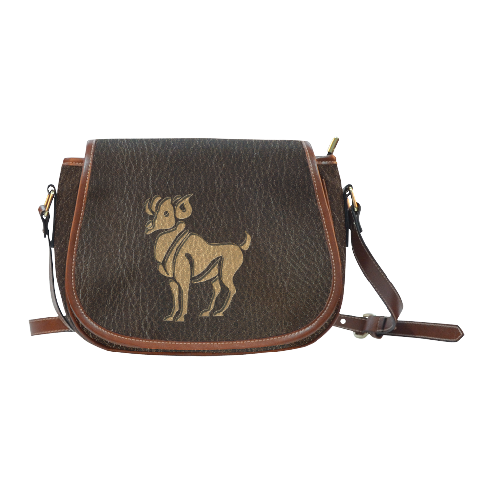 Leather-Look Zodiac Aries Saddle Bag/Large (Model 1649)