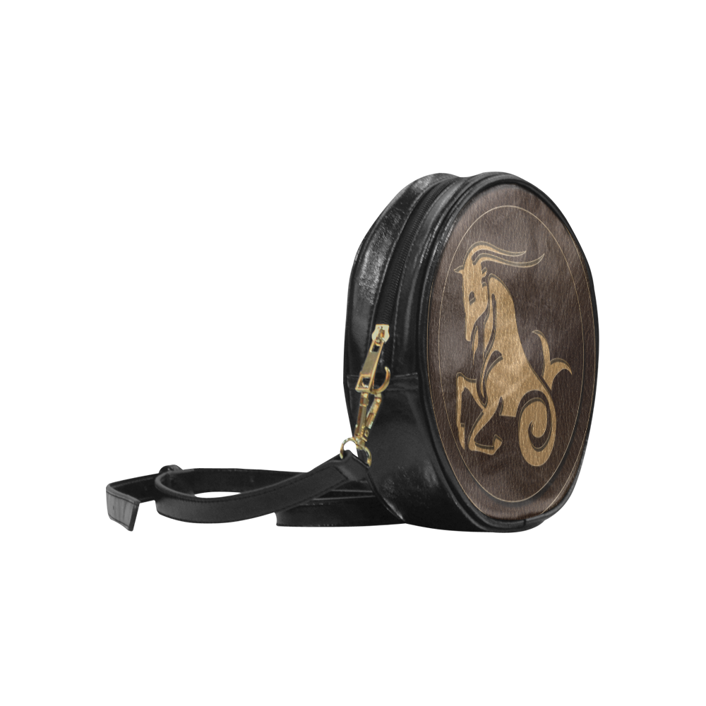 Leather-Look Zodiac Capricorn Round Sling Bag (Model 1647)