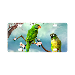 Funny cute parrots Classic License Plate