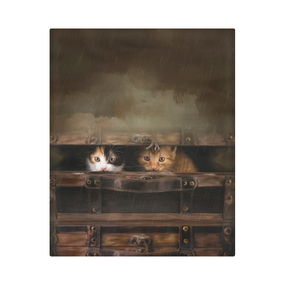 Little cute kitten in an old wooden case Duvet Cover 86"x70" ( All-over-print)