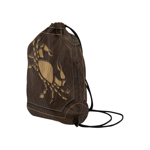 Leather-Look Zodiac Cancer Large Drawstring Bag Model 1604 (Twin Sides)  16.5"(W) * 19.3"(H)