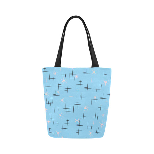 Stars and Abstract Lines Retro Pattern Canvas Tote Bag (Model 1657)