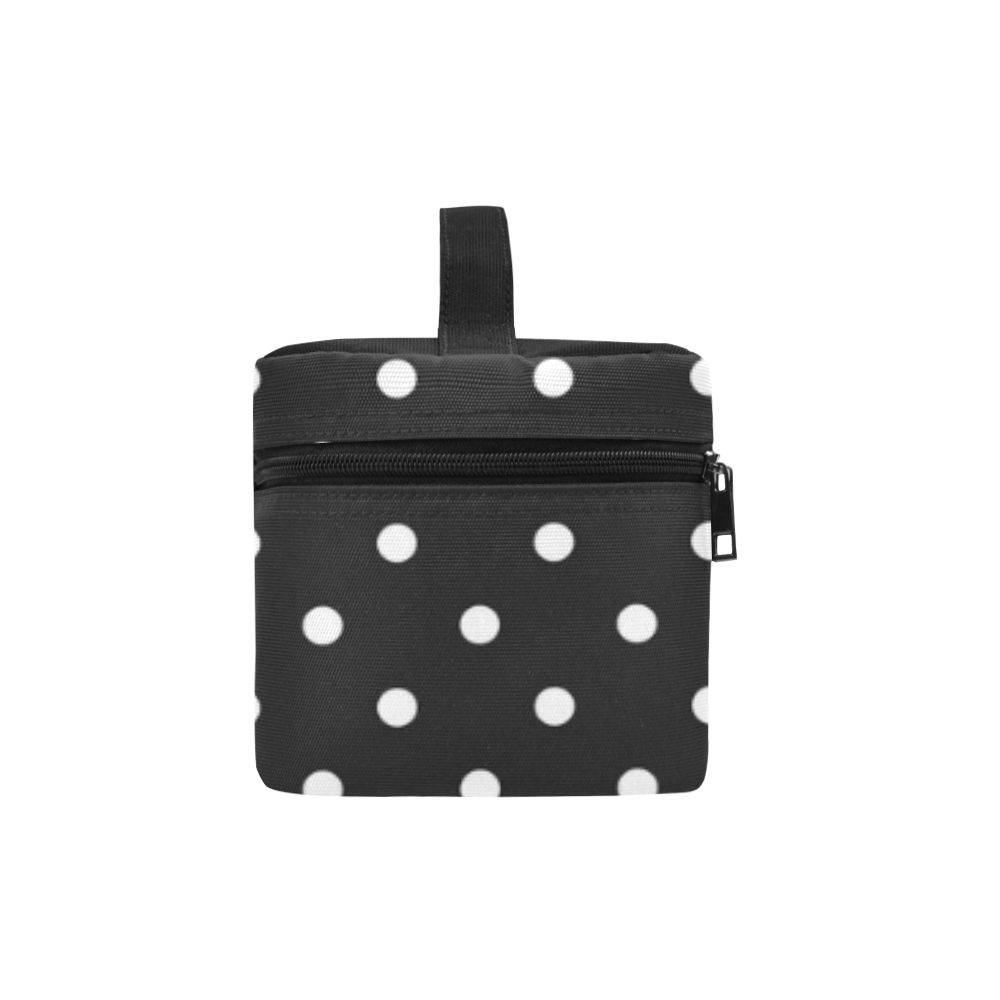 Black and White Polka Dots, White Dots on Black Cosmetic Bag/Large (Model 1658)