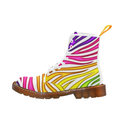 Faux Glow Effect Rainbow Multi Color Zebra S Martin Boots For Women Model 1203H